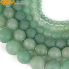 Natural Round Matte Green Aventurine Jade Loose Beads For Jewelry Making 15"
