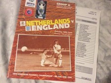 EURO 96 NETEHERLANDS V ENGLAND + TEAM SHEET G