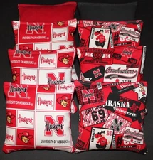 8 CORNHOLE BEAN BAGS made w University of Nebraska Cornhuskers Fabric