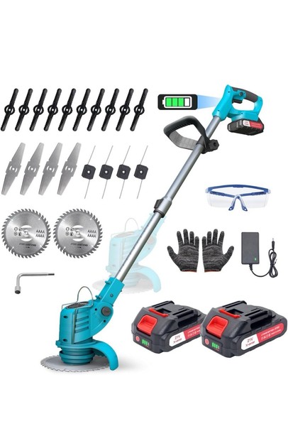 Akku Rasentrimmer 21V 4In1 Freischneider Motorsense Mit 2 Akkus 90° Verstellbar-image