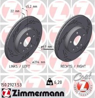 2X Bremsscheibe Zimmermann 150.2927.53 2 Bremsscheiben Vorderachse Vorne