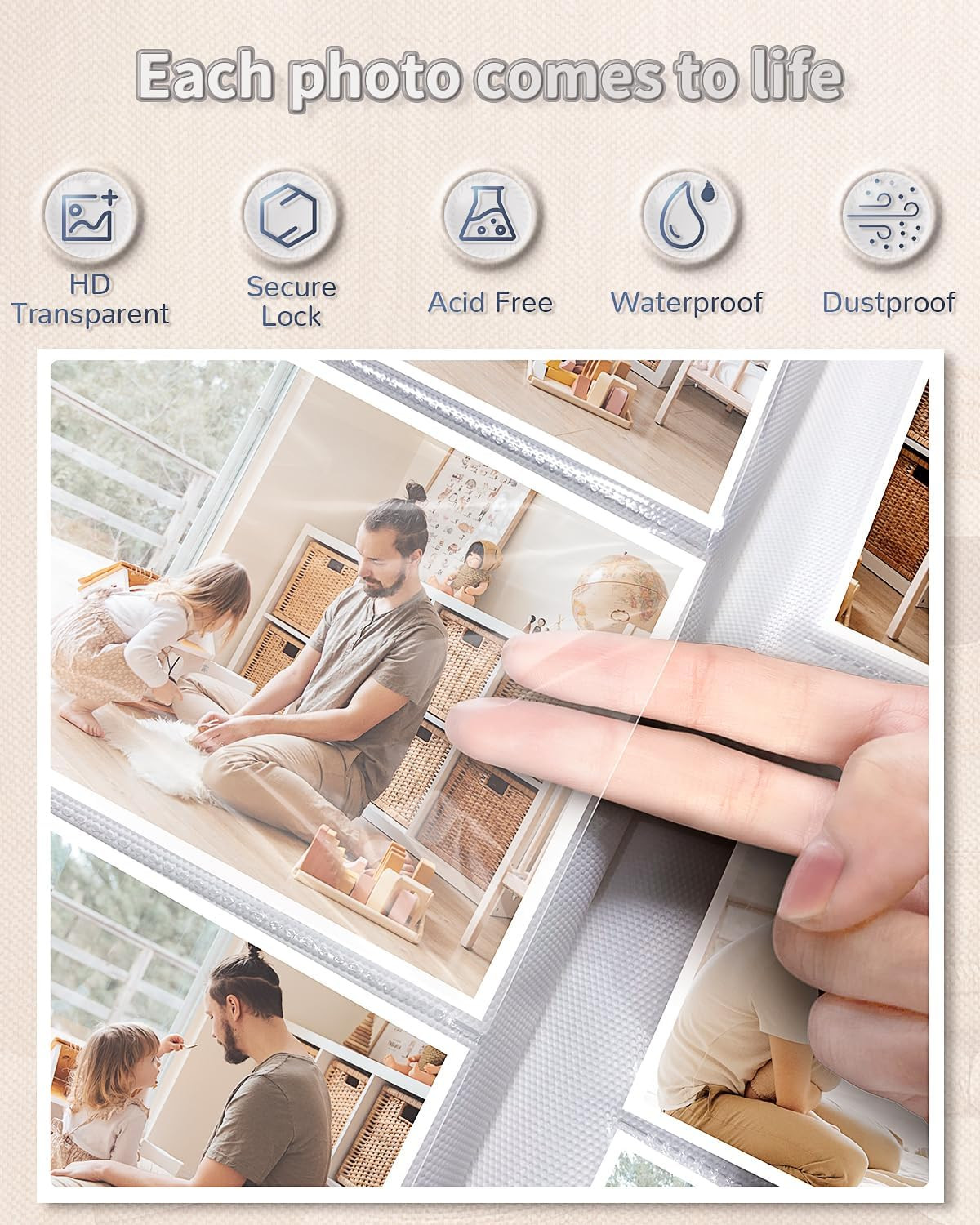 Photo Album 4X6 with 300 Pockets,Slip-In Picture Albums,Linen Cover Memory Book 