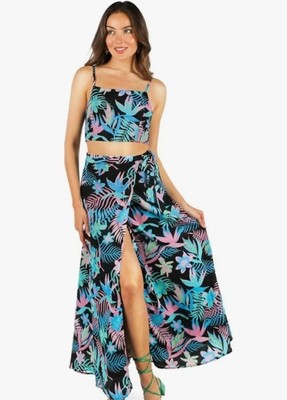 Tipsy Elves Maxi Dress Sleeveless 2-Piece Casual Long Summer Sundress Beach Sz L