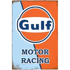 That Good GULF Motor Racing Service Station Gas & Oil 8x12 In Mancave Shop Sign