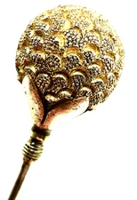 Uncommon Antique Hatpin Golden Clover Bud Magical Romance Love Collectible