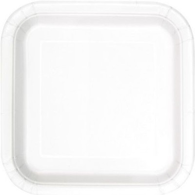 Gadget - Unique Party: 14 Bright White 9In Square Plt Sup Qs. Piatto Carta Quadr