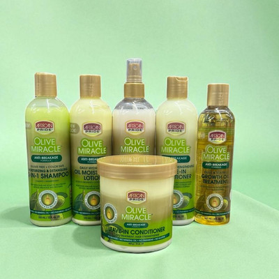African Pride Olive Miracle Haarpflegeset - Shampoo, Öle & Conditioner