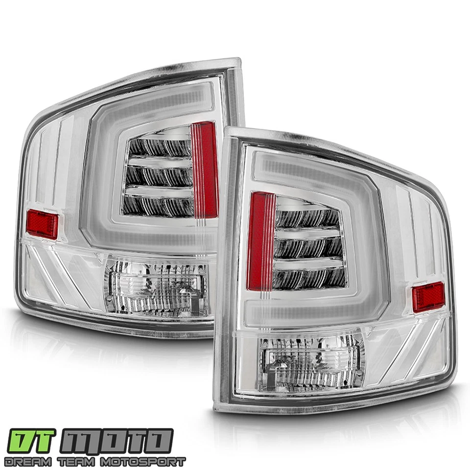 For 1994-2004 Chevy S10/ GMC Sonoma Chrome LED Tube Tail Lights Brake Lamps Pair - Image 3 of 4