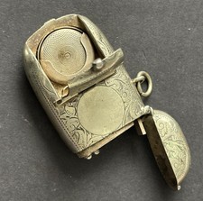 Antique Silver Plate Vesta Case Sovereign Stamp Holder Toothpick Pencil Combo