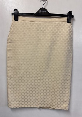 Moschino Cream Textured Circle Patterned Pencil Skirt Size 10