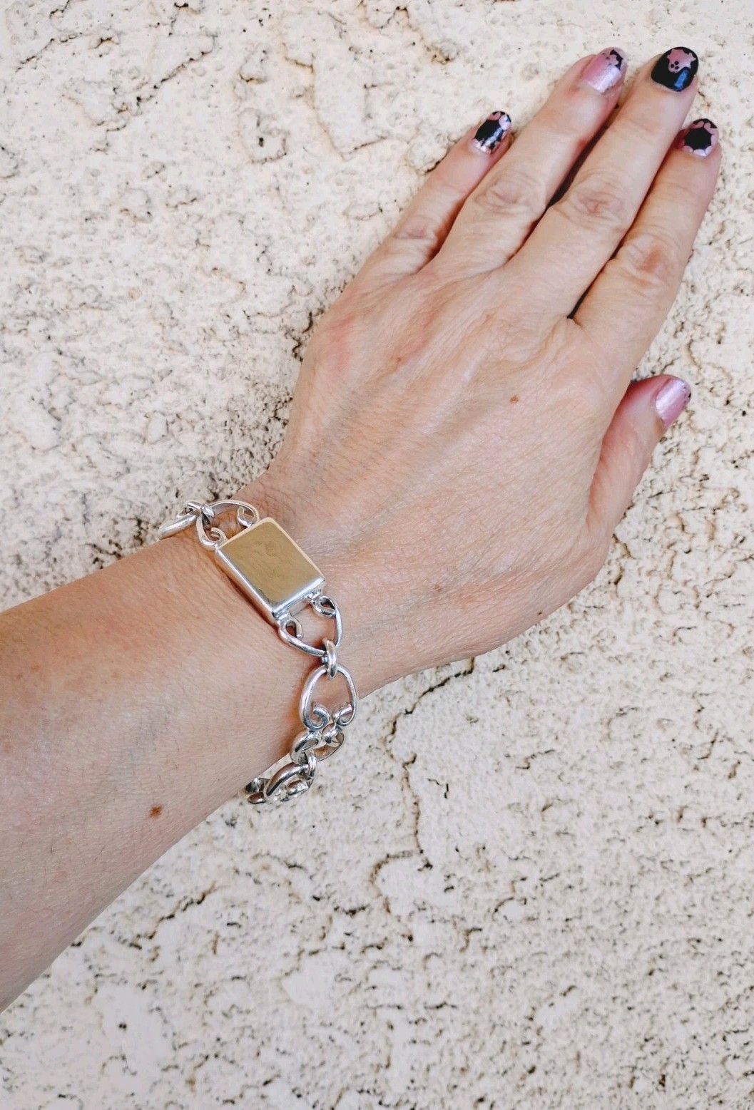 Sterling Silver Scroll-Link Toggle Bracelet Engra… - image 15