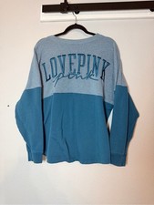 PINK Victoria's Secret Colorblock Crewneck Sweatshirt XL Blue Embroidered