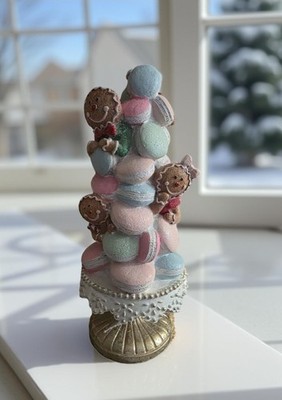 Deco Macaron Haufen Lebkuchenmännchen Rosa Mint Gold Etagere 28cm Clayre & Eef