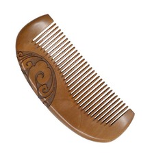 Half Moon Shape Peach Wood Comb Wooden Carving Hair Comb Anti Static Scalp