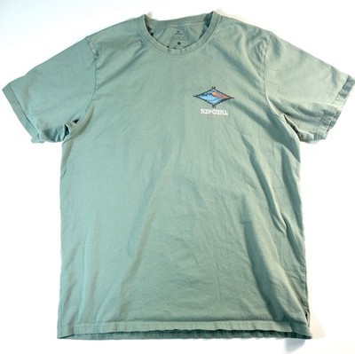 Rip Curl Mens 2XL  44  T-Shirt Green Surf Wave Graphic Tee Relaxed Fit Skater