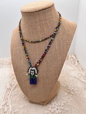 Vintage Native American Necklace Seed Bead Multi Colored Necklace 24"