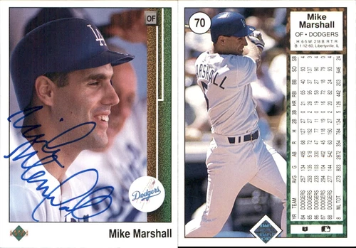 Mike Marshall Signed 1989 Upper Deck #70 Card Dodgers Auto AU *Autograph Den*