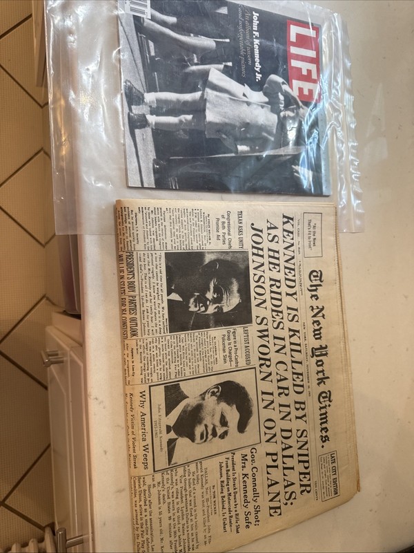 New York Times Kennedy Is Killed By Sniper Nov 23, 1963 Original  LIFE Magazine