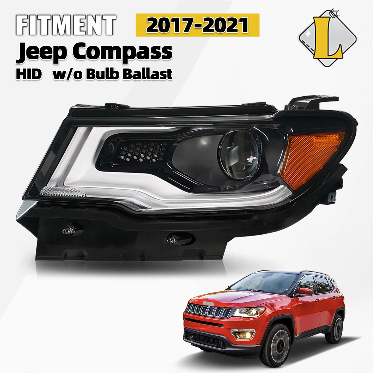 Par De Luces Antiniebla Delanteras Para Jeep Compass 2011-2016 | Transparentes Con Bombillas H11
