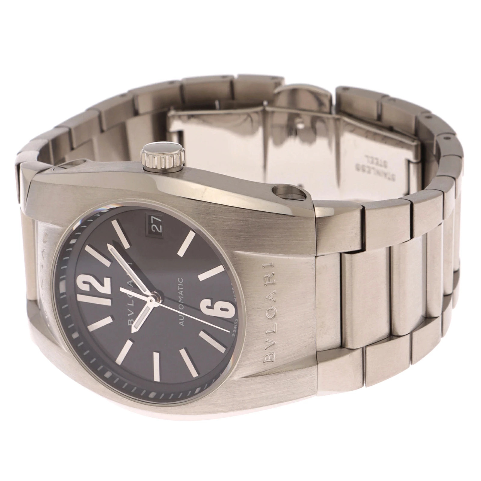 Bvlgari Ergon EG35S Stainless Steel 35.5mm Black Dial… - Gem