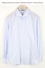 SUITSUPPLY Men's Formal Shirt 45L/17 3/4L Extra Slim Striped Blue Cotton Collar
