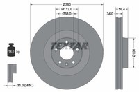 2X Textar Bremsscheibe 92122205 FüR Audi VW