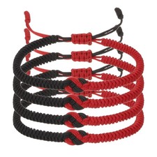 Matching Bracelets for Couple, 4pcs Red Black Knots Bracelets, Black Red