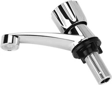 Fdit Water Tap Single Cold Faucet Nozzle G1/2 Knob Handle, Silver 