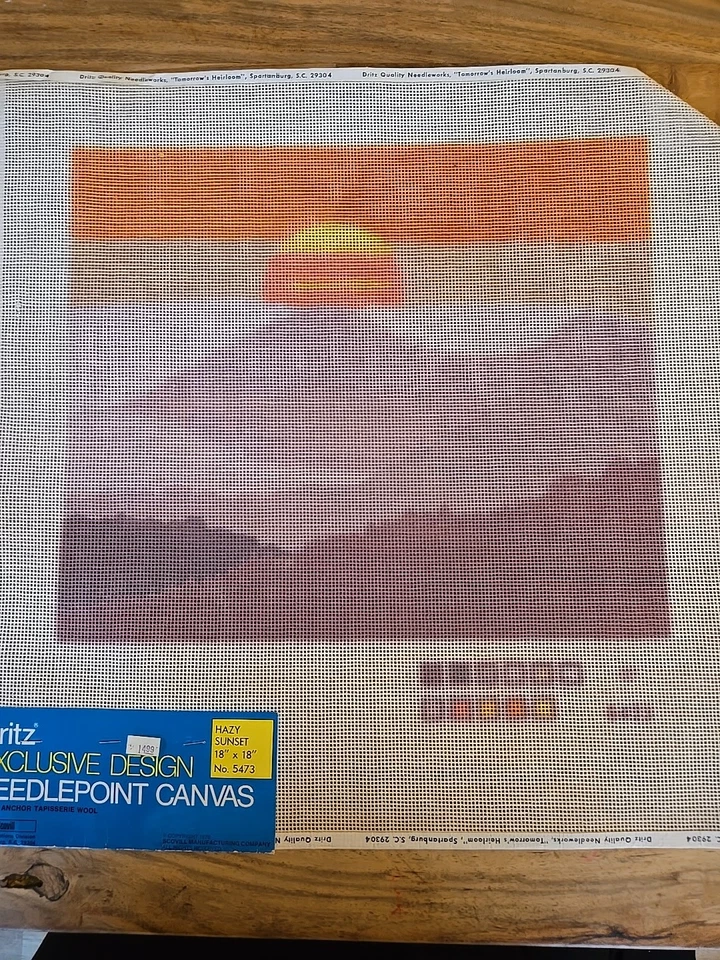 Needlepoint Canvas Vintage Dritz Scovill 1970's Mcm Hazy Sunset Southwest  - Image 2 of 4