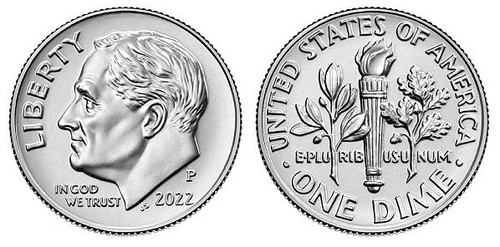 2022 - P    BU  UNC   ROOSEVELT DIME from Logistics Rolls