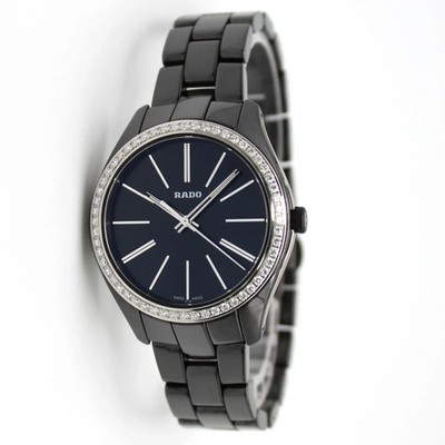 Rado Hyperchrome Ceramic Diamond Bezel Black Dial Quartz Ladies Watch R32312152
