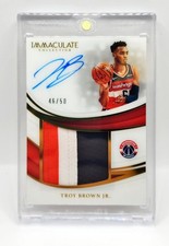 Troy Brown Jr. 2018-19 Panini Immaculate RC RPA Premium Jumbo Patch Auto 46/50