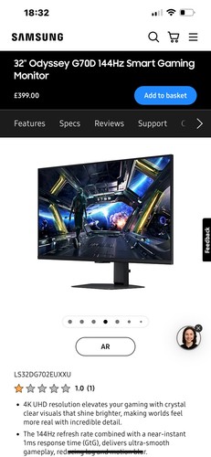 Samsung Odyssey G7 32 inch k4 Gaming Monitor Ls32dg702euxxu - Picture 6 of 24
