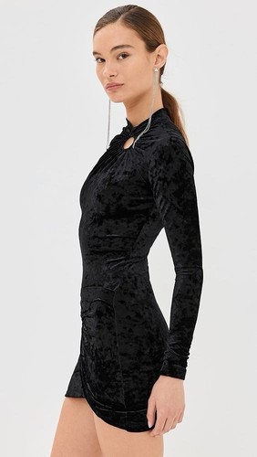 Isabel Marant Etoile Femme Havane Velours Écrasé Froncé Noir Mini ROBE XS 34 - Photo 9 sur 21