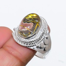 Rutilated Quartz Gemstone 925 Sterling Silver Jewelry Ring All Size For Gift