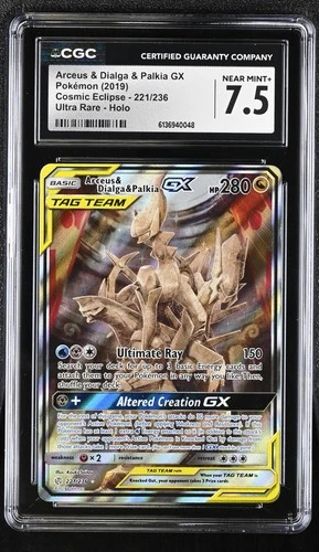 Arceus & Dialga & Palkia GX 221/236 Cosmic Eclipse FA Holo CGC 7.5