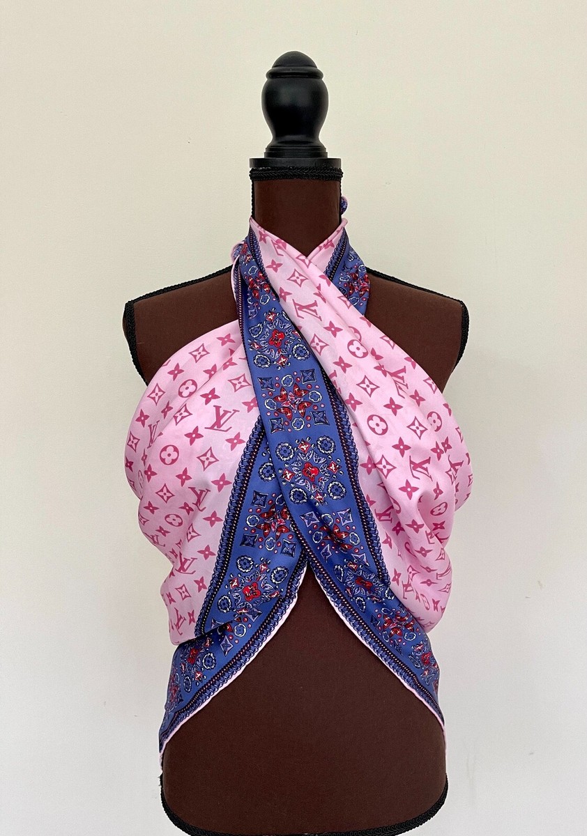 New Unisex Louis Vuitton Pink Monogram Pattern Logo Blue Border