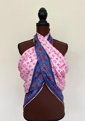 New Unisex Louis Vuitton Pink Monogram Pattern Logo Blue Border