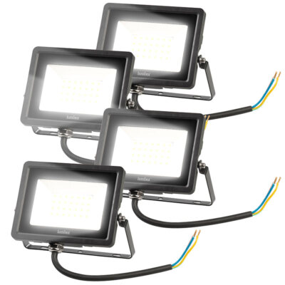 Luminea 4er-Set Mini-LED-Fluter, 20 W, 2.000 lm, IP65, 4.000 K, tageslichtweiß