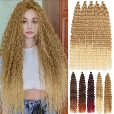 28" Deep Water Wave Braids Twist Crochet Afro Hair Extensions Ombre Deep Curly