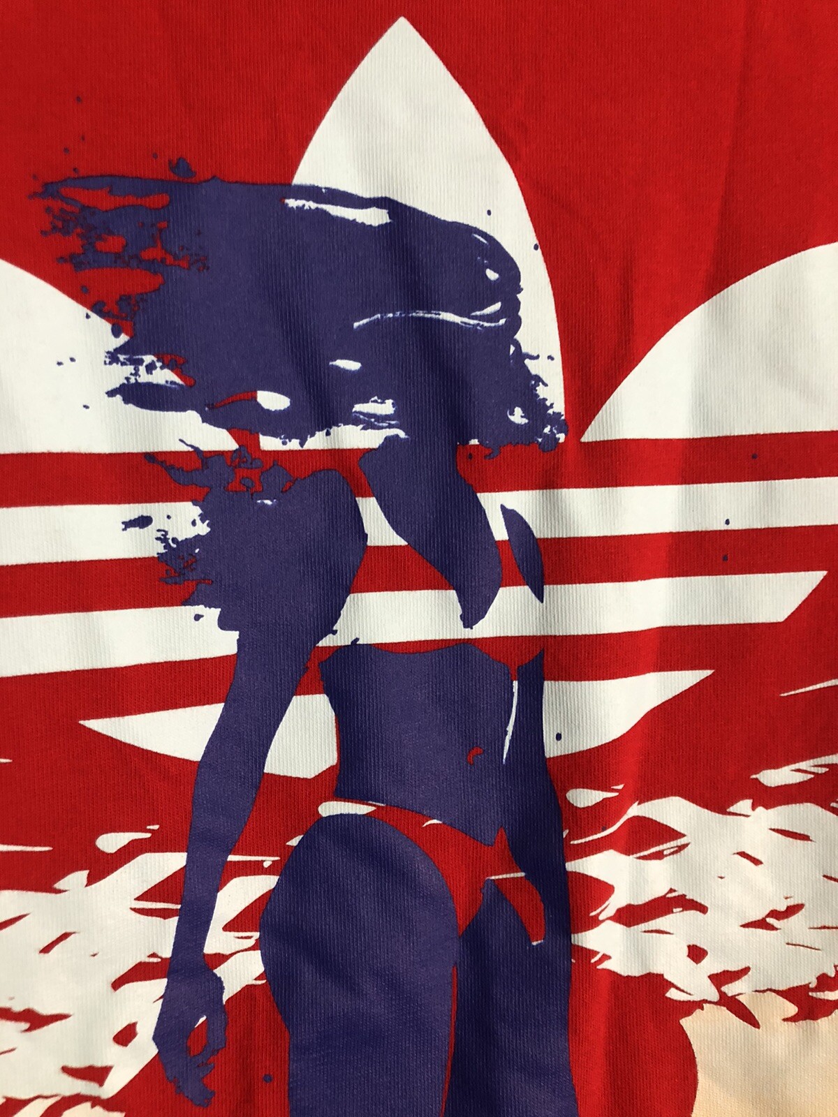 Vintage Adidas Bikini Girl Logo Mens Red Tshirt Sz M… Gem