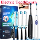 Electric 5 Modes Rotary Toothbrush USB Rechargeable Teeth Cleaning With 4 Heads