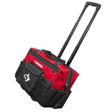 Husky 18in Rolling Tool Bag 18 Pocket Heavy-Duty Telescoping Handle Wheels Red