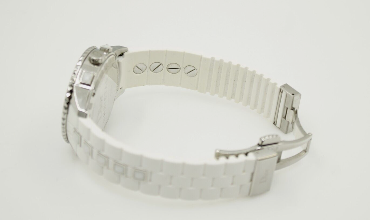 Dior Christal White Chrono Dial, 38mm Diamond Bezel Watch CD114311