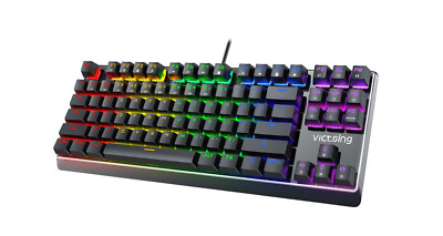 Mechanische Tastatur kabelgebunden hintergrundbeleuchtete klickige Schalter UK Layout Victsing PC320A
