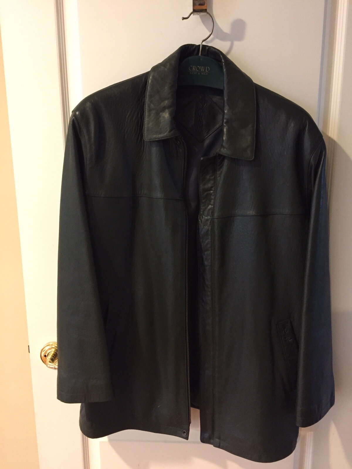 Yves Saint Laurent Giacca Uomo In Pelle Verde Scuro Medio