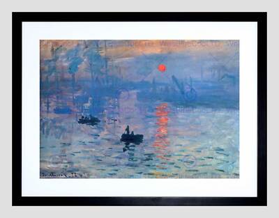 CLAUDE MONET IMPRESSION SUNRISE OLD MASTER BLACK FRAMED ART PRINT B12X2508