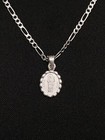 Sterling Silver Small St. Jude Medallion Necklace With 16” Silver Figaro Chain