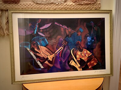 Jazz Musician Print JAMMIN Tana Powell Litho Framed African