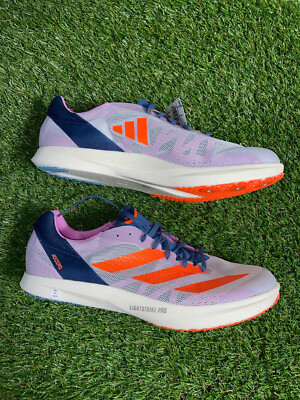 Men Adidas Adizero Avanti TYO Distance Track Spikes Gray Orange Sz